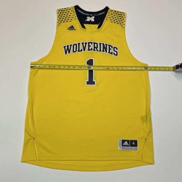 Michigan Wolverines Basketball Jersey Mens Size XL Extra Large Yellow Adidas - Picture 11 of 14